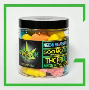 a Jar of Neon Bear brand CBD and melatonin gummies